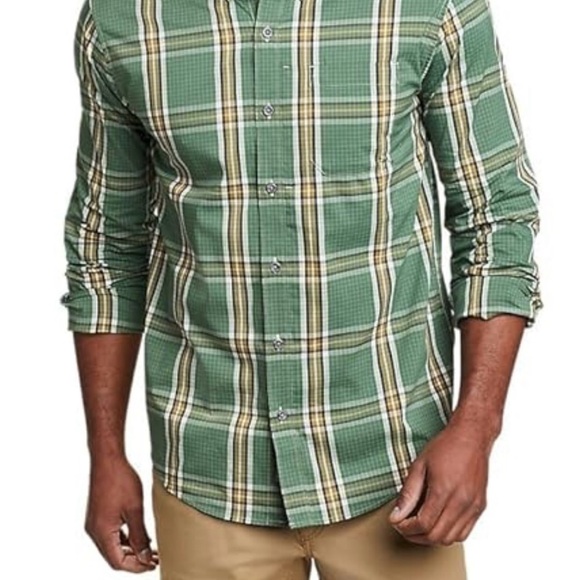 Eddie Bauer Men's Classic Fit Plaid Flannel Shirt Long Sleeve- Side L - Picture 1 of 8